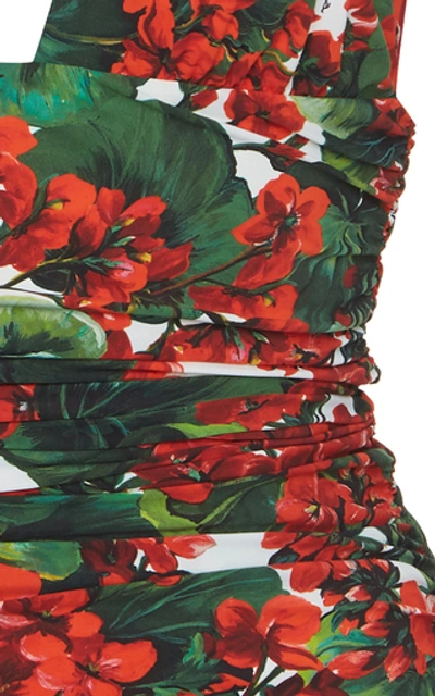 Shop Dolce & Gabbana Ruched Printed Halterneck Swimsuit In Floral