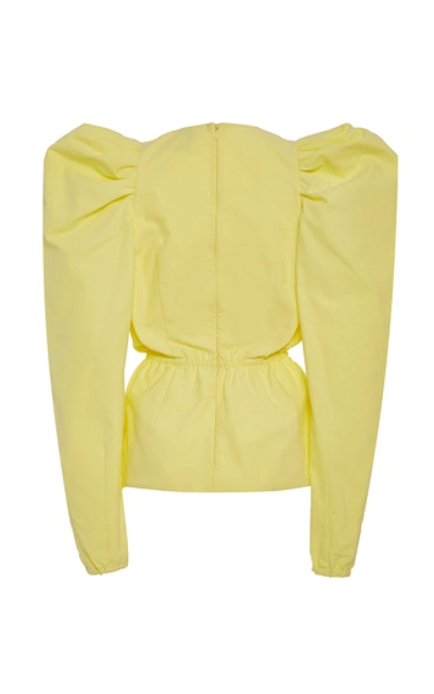 Shop Rosie Assoulin Impressionist Cotton-poplin Top In Yellow