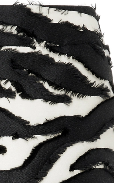 Shop Oscar De La Renta Zebra-print Silk Fil Coupé Midi Skirt In Black