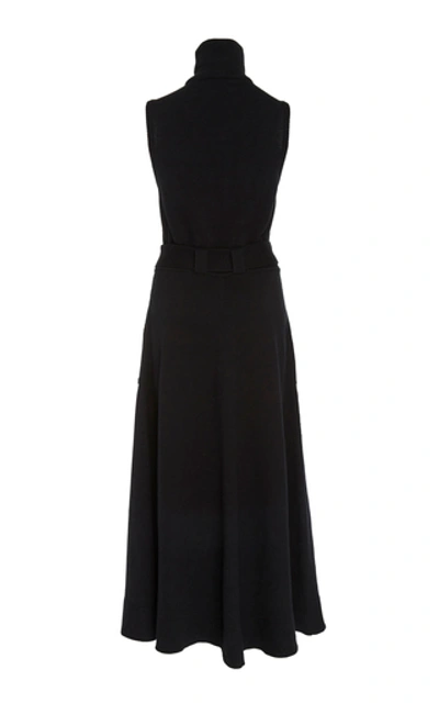 Shop Mara Hoffman Elle Belted Ribbed Cotton Turtleneck Maxi Dress In Black