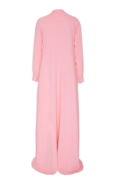 Shop Carolina Herrera Moda Exclusive Full Sleeve Embroidered Silk Caftan In Pink