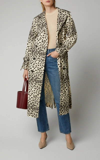 Shop Sea Leo Cheetah-print Cotton Trench Coat In Animal