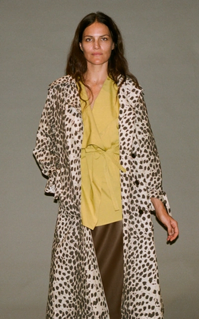 Shop Sea Leo Cheetah-print Cotton Trench Coat In Animal