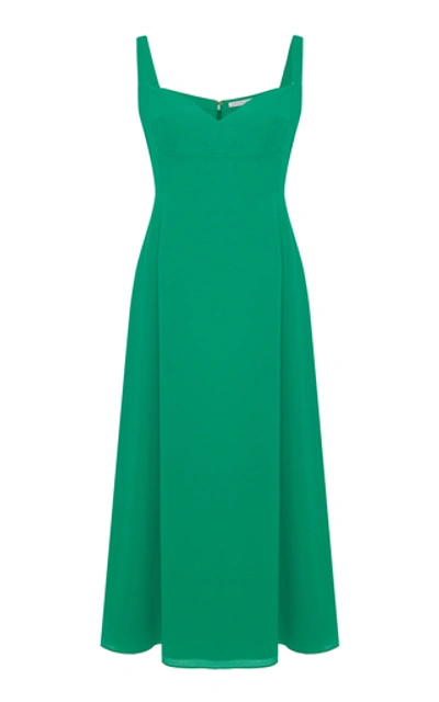 Shop Emilia Wickstead Myrana Crepe Midi Dress In Green
