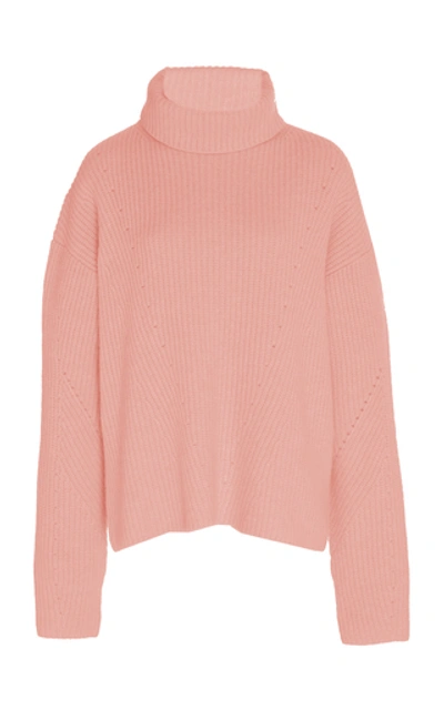 Shop Sally Lapointe Cashmere-blend Turtleneck Sweater In Pink