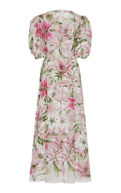 Shop Dolce & Gabbana Floral-print Crepe Midi Dress In Pink