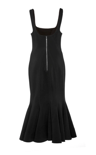 Shop Acler Mawson Square-neck Stretch-knit Midi Dress In Black