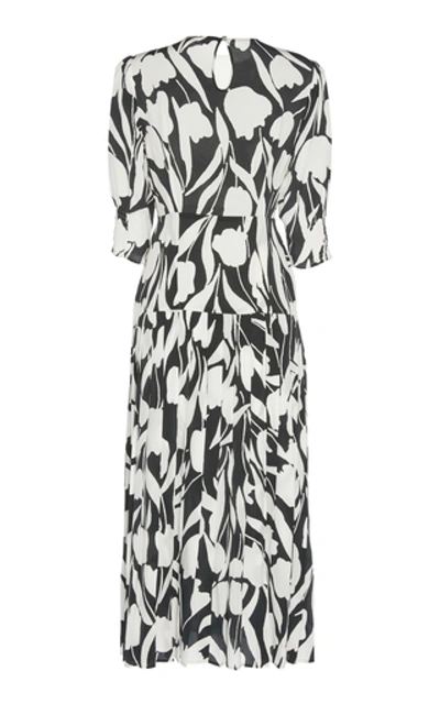 Shop Rixo London Sheree Silk Maxi Dress In Black/white