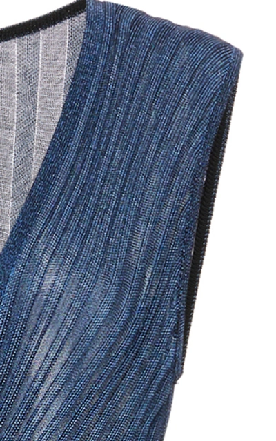 Shop Missoni Sleeveless Metallic Crochet-knit Maxi Dress In Blue