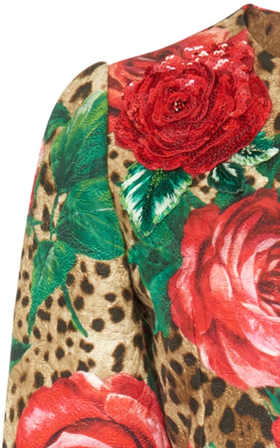 Shop Dolce & Gabbana A-line Floral And Leopard Jacquard Mini Dress