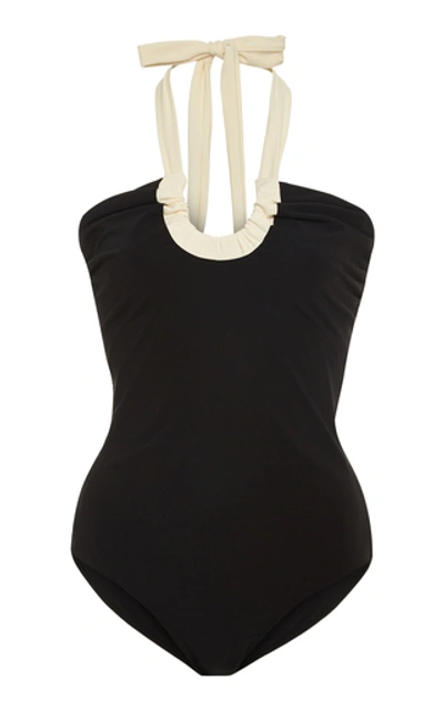 Shop Araks Vika Two-tone Halterneck Swimsuit In Black