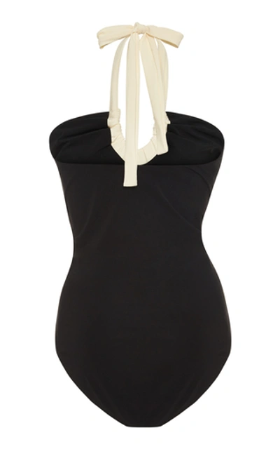 Shop Araks Vika Two-tone Halterneck Swimsuit In Black