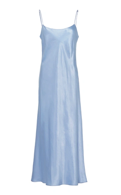 Shop Vince Satin Midi Dress In Blue
