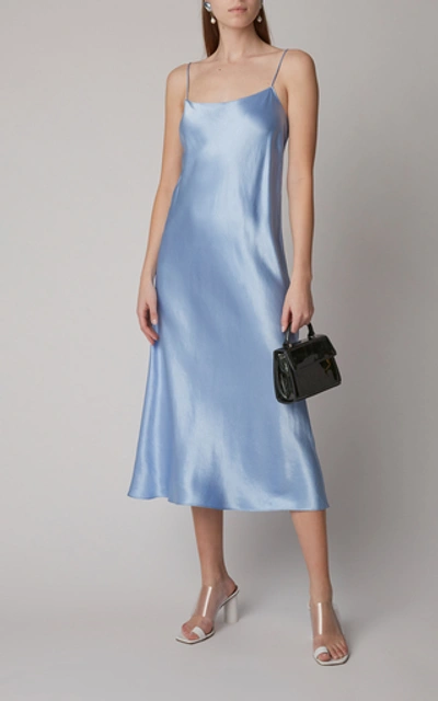 Shop Vince Satin Midi Dress In Blue
