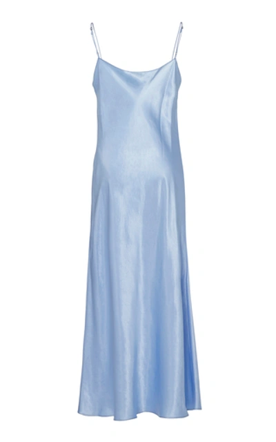 Shop Vince Satin Midi Dress In Blue