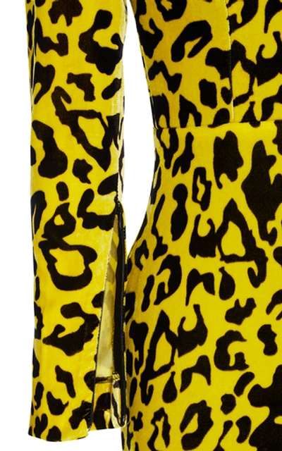 Shop Alex Perry Miles Leopard-print Velvet Turtleneck Dress In Animal