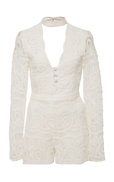 Shop Alexis Perseus Cutout Cotton-lace Romper In White