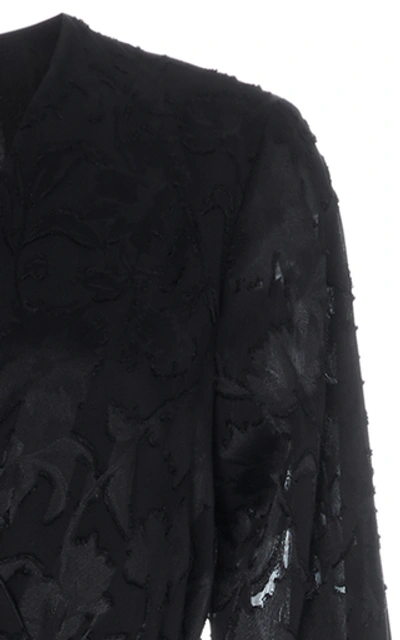 Shop Alexis Antonella Fringed Devoré-satin Wrap Maxi Dress In Black