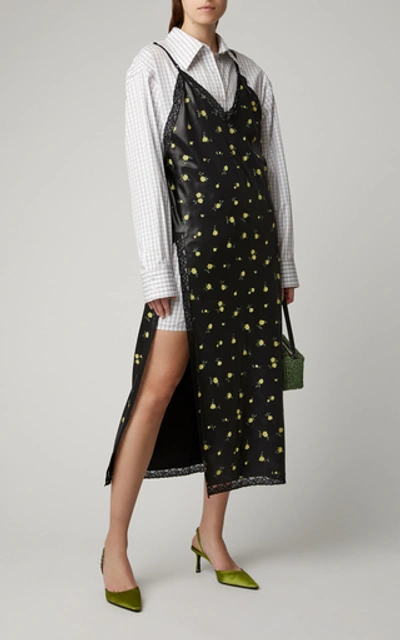Shop Alexander Wang Floral-print Lace-trimmed Satin And Cotton-poplin Midi