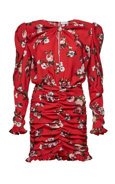Shop Magda Butrym Barletta Printed Silk-organza Mini Dress In Red