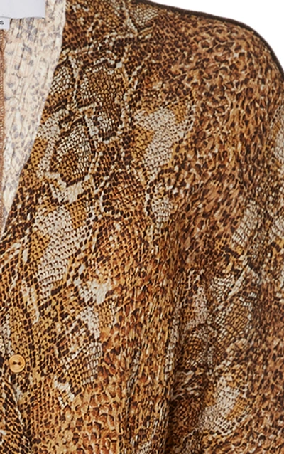 Shop Nanushka Chul Snake 60's Belted Chiffon Maxi Dress In Animal
