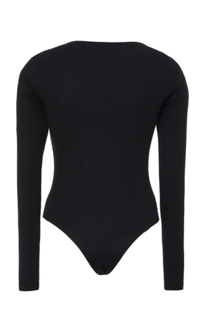 Shop Atm Anthony Thomas Melillo Rib-knit Bodysuit In Black