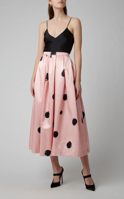 Shop Christopher Kane Polka-dot Satin Midi Skirt In Pink