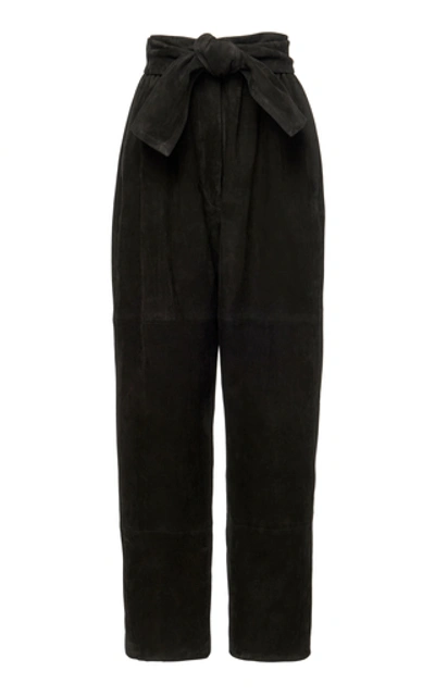 Shop Zimmermann Suede Tapered Pants In Black