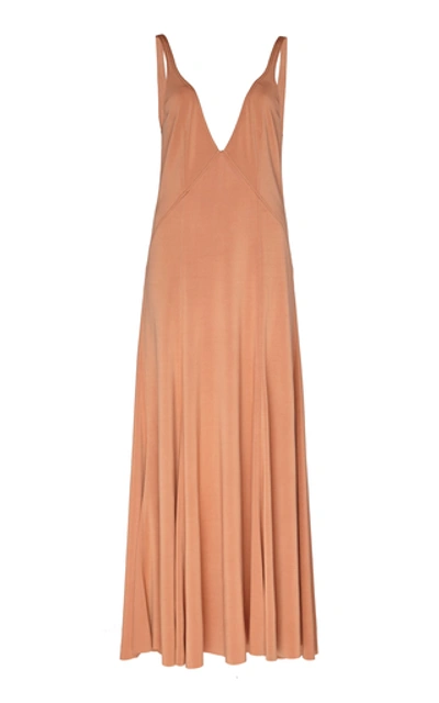 Shop Acne Studios Dalice Open-back Jersey Maxi Slip Dress In Brown