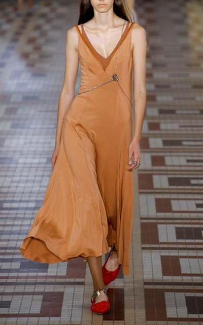 Shop Acne Studios Dalice Open-back Jersey Maxi Slip Dress In Brown