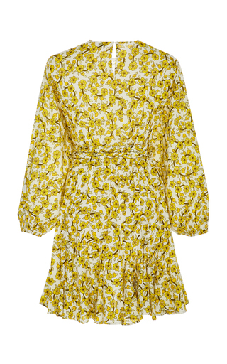 Rhode Ella Pleated Floral-print Cotton-poplin Mini Dress In Yellow ...