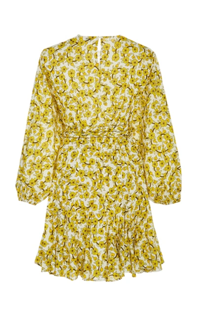 Shop Rhode Ella Floral-print Cotton-poplin Mini Dress In Yellow