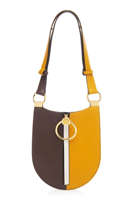 Shop Marni Earring Two-tone Leather Shoulder Bag In Yellow