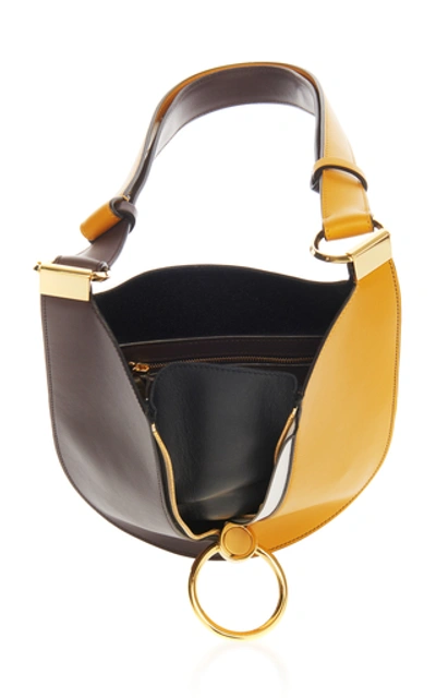 Shop Marni Earring Two-tone Leather Shoulder Bag In Yellow