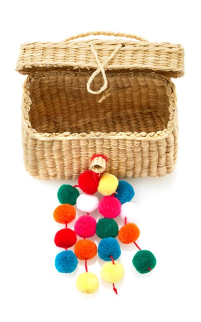 Shop Nannacay Baby Roge Pom Pom-embellished Woven Raffia Tote In Multi