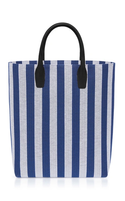 Shop Mansur Gavriel Striped North South Tote In Blue