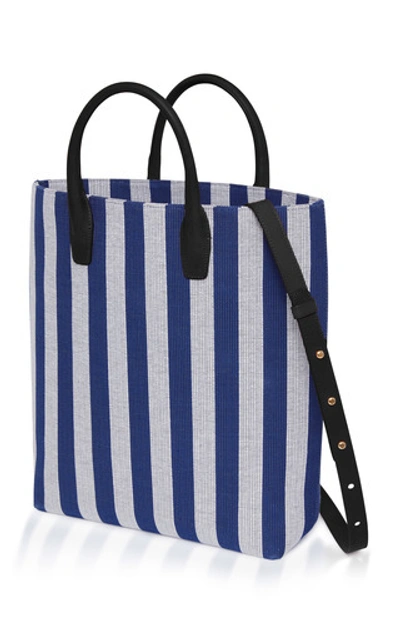 Shop Mansur Gavriel Striped North South Tote In Blue