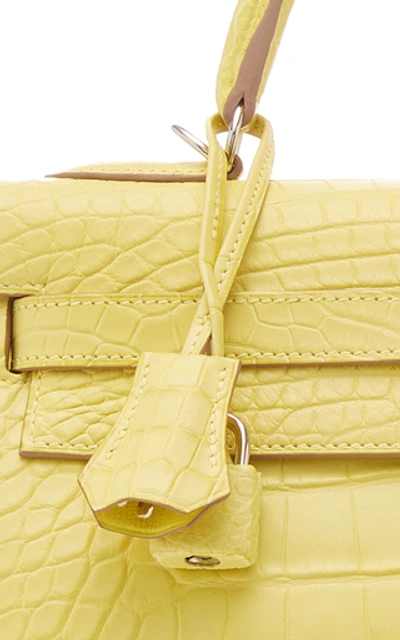 Pre-owned Hermes 32cm Lime Matte Alligator Kelly Bag  In Yellow