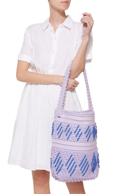 Shop Antonello Bultei Textured Woven Shoulder Bag In Purple