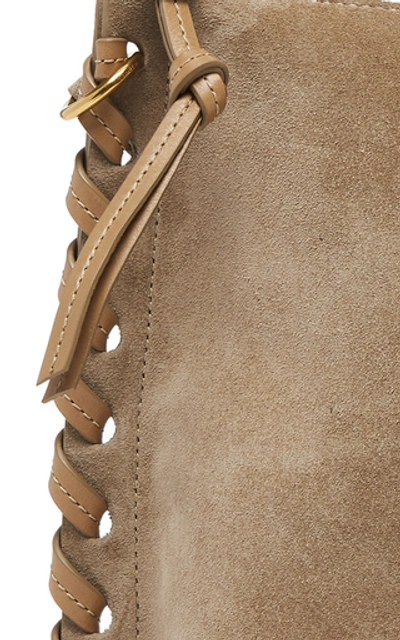 Isabel Marant Irope Leather trimmed Suede Shoulder Bag In Neutral ModeSens