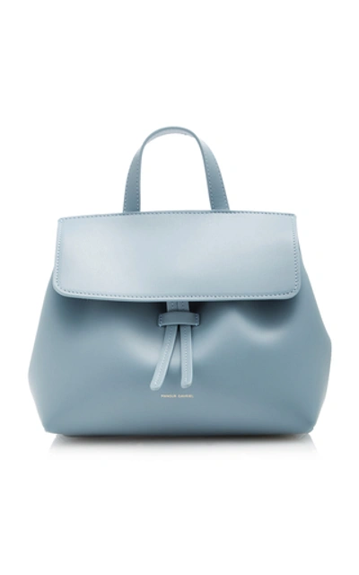 Shop Mansur Gavriel Lady Mini Leather Tote In Blue