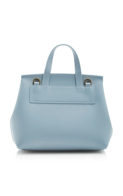 Shop Mansur Gavriel Lady Mini Leather Tote In Blue