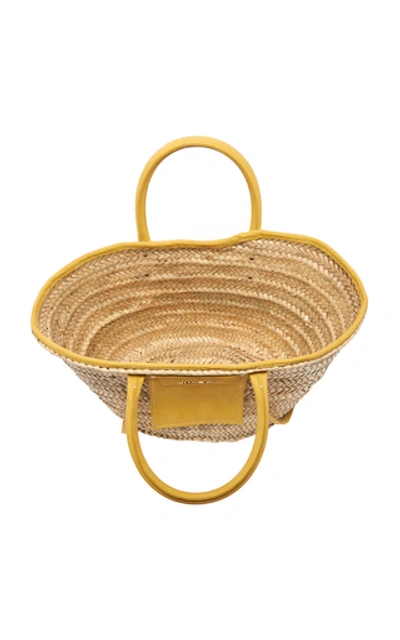 Shop Jacquemus Le Panier Soleil Suede-trimmed Straw Tote In Neutral