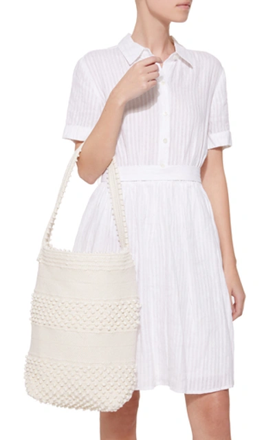 Shop Antonello Bultei Textured Woven Shoulder Bag In White