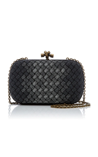 Shop Bottega Veneta Knitted Intrecciato Clutch In Silver