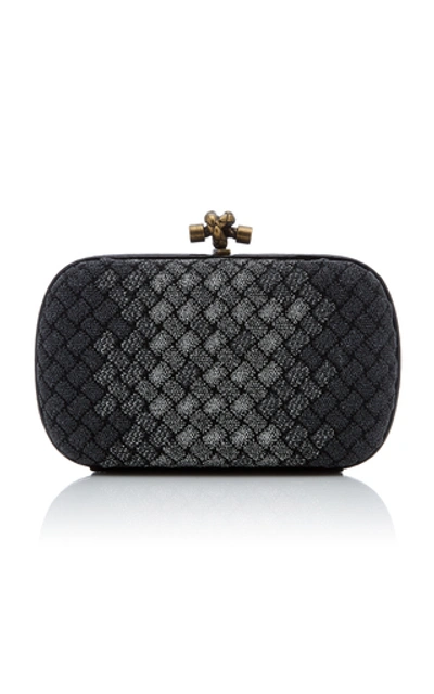 Shop Bottega Veneta Knitted Intrecciato Clutch In Silver