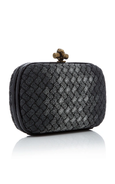 Shop Bottega Veneta Knitted Intrecciato Clutch In Silver