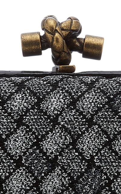 Shop Bottega Veneta Knitted Intrecciato Clutch In Silver