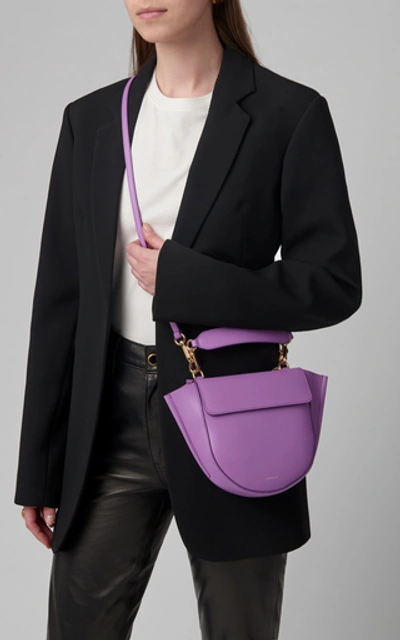 Shop Wandler Hortensia Mini Leather Bag In Purple