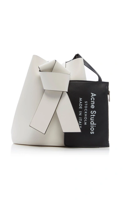 Shop Acne Studios Musubi Knotted Leather Shoulder Bag In White